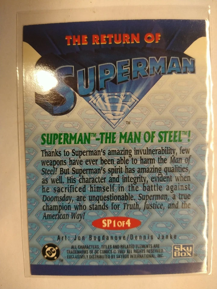 1993 DC Skybox Gold Foil The Return Of Superman Complete set. SP1 SP2 SP3 SP4 M - Image 4 of 4