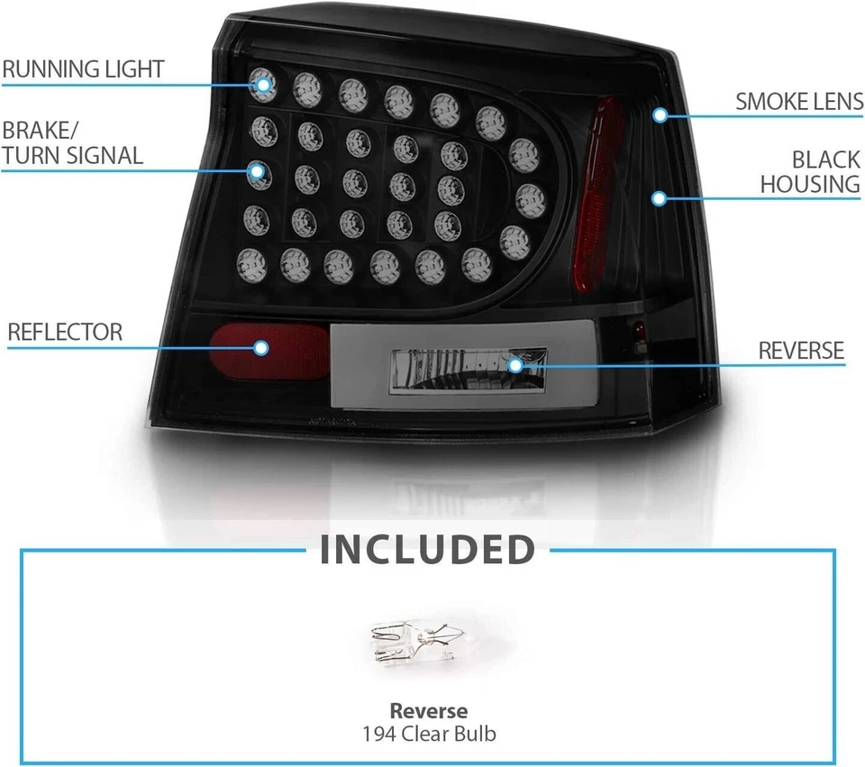 Luces traseras LED negras Dodge Charger 2006 2007 2008 luces de freno 06-08 izquierda+derecha Foto 4 de 4