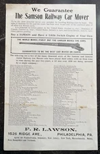 1897 Samson Railroad Car Mover Train Ephemera Advertisement Ad