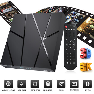 Neu Smart TV BOX 4GB+128GB Android 13.0 Quad Core WIFI Netzwerk Media Player.DE