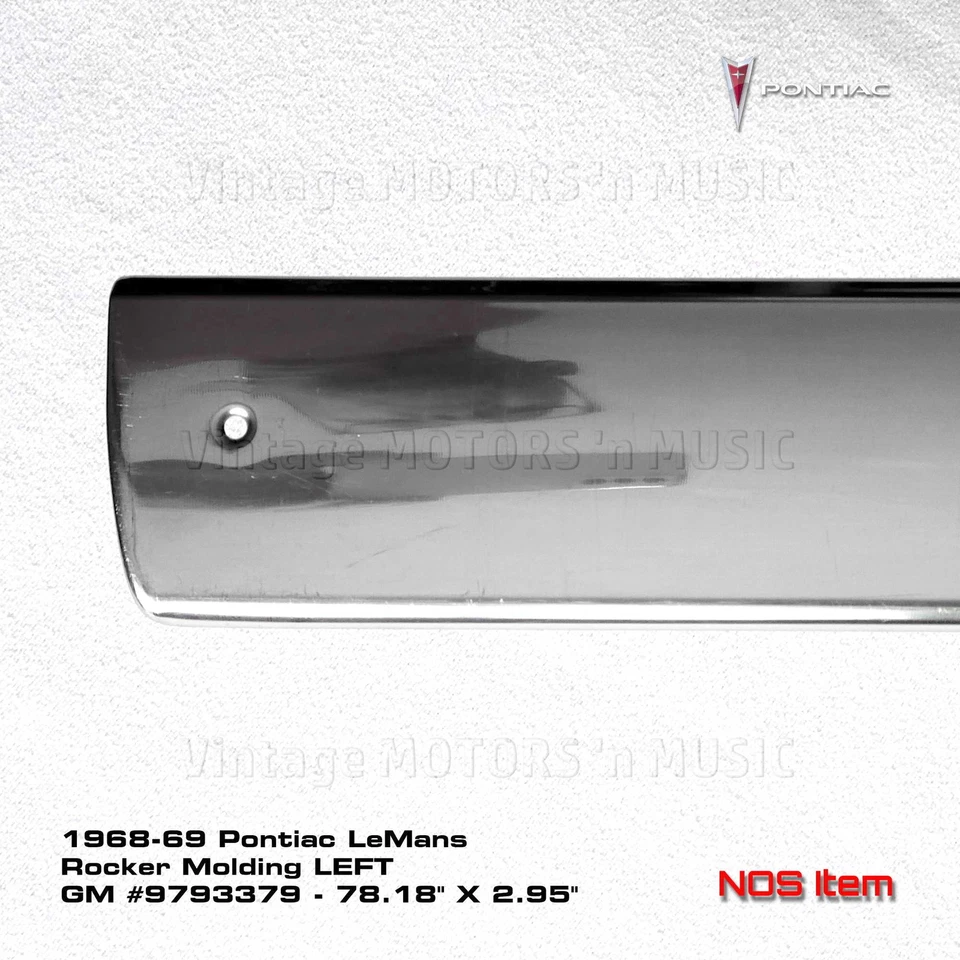 NOS 1968-1969 Pontiac LeMans 78.18" Stainless Rocker Panel Molding LEFT #9793379 - Image 4 of 4