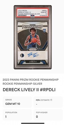 2023-24 Prizm Dereck Lively II Rookie Penmanship Silver AUTO - PSA 