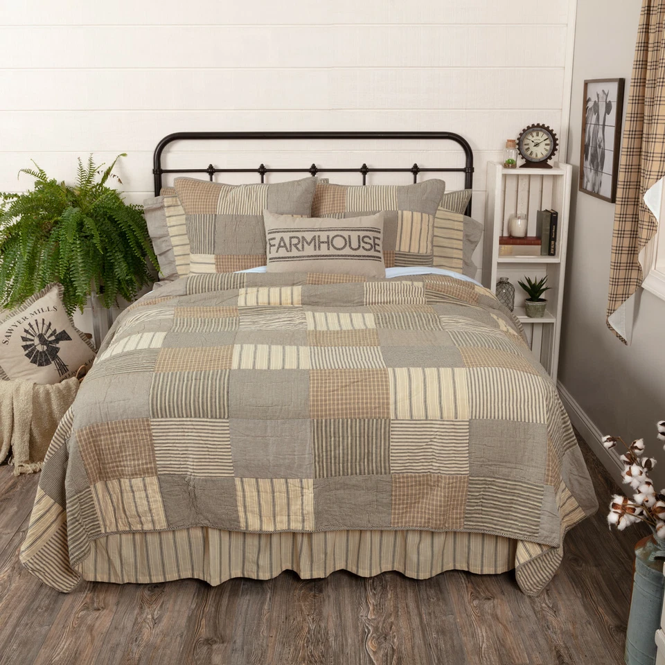 Sawyer Mill Charcoal King Quilt Country Patchwork Farmhouse - Image 3 of 4