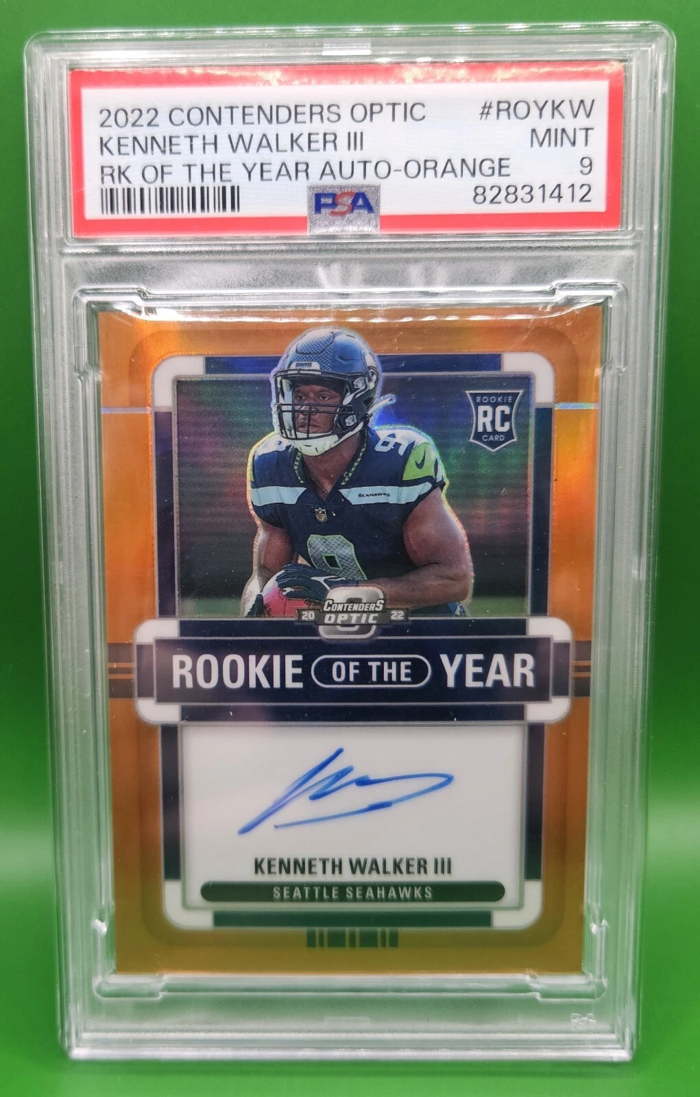 Kenneth Walker III Panini Contenders Optic Rookie of the Year Contenders Autographs #ROYKW Orange