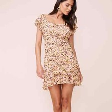 ASTR The Label Shirred Flutter Mini Dress Womens Small