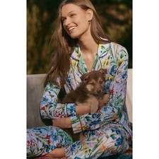 Johnny Was Carly Daphne Pj Set Long Floral Home Lounge Sleepwear Purple 2 pc NEW