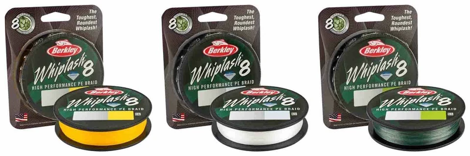 Berkley New Whiplash 8 Carrier Green / Crystal / Yellow Braided Fishing Line