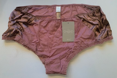 Anthropologie Höschen M SUN RAY Seide Kakao braun BOYSHORTS Spitze Satin gewebt Neu mit Etikett - Bild 4 von 4