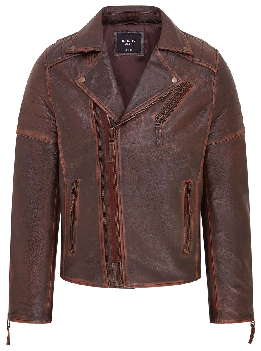 Acheter Veste de motard en cuir d'agneau véritable pour homme, élégante et chaude, noire