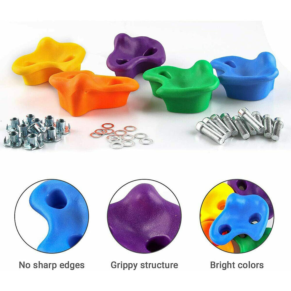 20x Kids Climbing Stones Bolt On Climbing Frame Wall Holds Rocks Grips ...