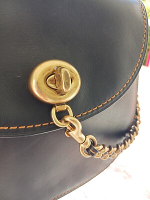 Coach 1941 Turnlock Saddle Crossbody Black w/Metal & Leather