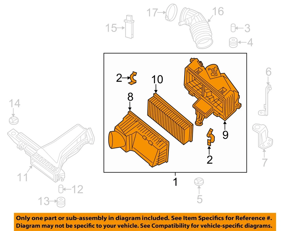 Conjunto de filtro de aire usado se adapta a: Nissan Murano 2015 3,5 L 6 cilindros grado A Foto 3 de 4