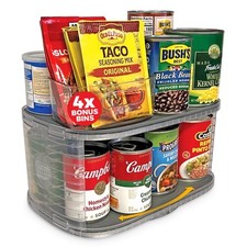 Kitchen Organizer for Canned Goods: 2-Tiered Robust Turntable Organizer for C...