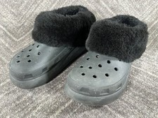 Crocs Furever Crush Soft Fluffy Faux Fur Clogs Black 208446 Size M 7 W 9 US