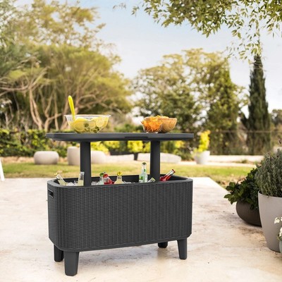 Keter Bevy Bar 2-in-1 Pop Up Table & Cooler Outdoor Patio Drink Station New