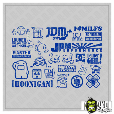 25teilig JDM Aufkleber Set 1:10 RC Tuning Sticker Drifter Japan Modellbau blau