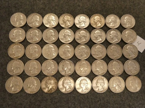 40 coin US Washington Quarters Pre '65 90% Silver $10 face Ships FREE! Lot 4