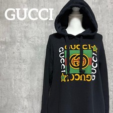 GUCCI Long Sleeve Dress Logo Hoodie Cotton Black XS From Japan 158794K Authentic