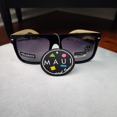 Maui and Sons Polarized UV 400 Protection Bamboo Eco Friendly Sunglasses NWT New