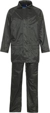 Adults Plain Waterproof Rainsuit Jacket Trousers Set Unisex Utility Workwear