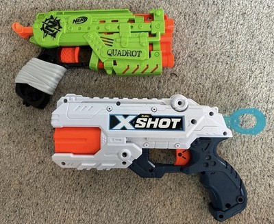 Nerf Quadrot Green Spielzeugpistole & Zuru X-shot White Gun Konvolut Kinderspiel