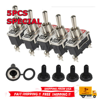Heavy Duty 5X Toggle Switch Waterproof ON/OFF SPST 2 Terminal 15A 250V Car Boat