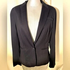 JCP Knit One-Button Classic SOFT Black BlazerFully Lined Lightweight Med