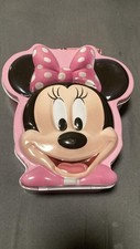 Disney Minnie Mouse Head Lunchbox Storage Box Metal Tin Pink HANDLE Vintage