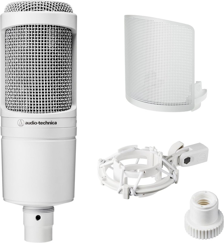 Audio-Technica AT2020 CWH White Condenser Microphone Official Limited Set Japan