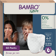 Bambo Nature 60 Pack Pull-Ups - Night Time Unisex Medium Disposable Diapers