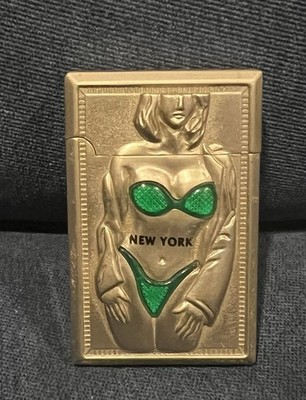 Vintage 2K  New York  Green Bikini Light Up Pocket Butane Lighter Torch