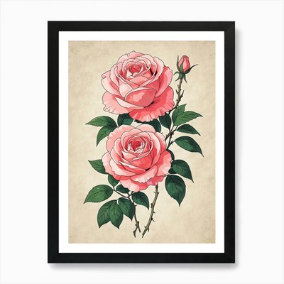 Rosa Rosen 1 Kunstdruck gerahmt Wand gerahmt Wandbild Poster Leinwanddruck Bild