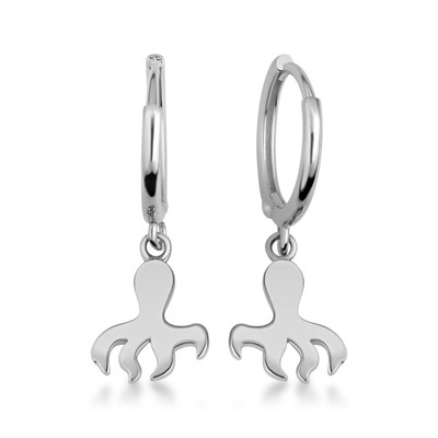 .925 Sterling Silber Marine Oktopus Ozean Tropfen Huggie Creolen