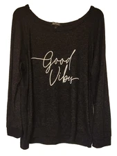 Vintage 90s Y2K Grunge Light Sweatshirt XL Pullover Buffalo Stretch Black Fall