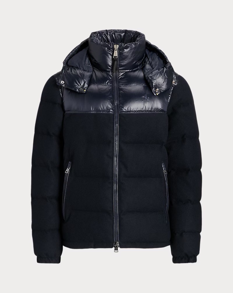 $598 POLO RALPH LAUREN Navy Blue The Decker Hybrid Down Puffer