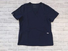 Figs Casma Scrub Top Womens Large Navy Blue Three Pocket V Neck Workwear FW1100