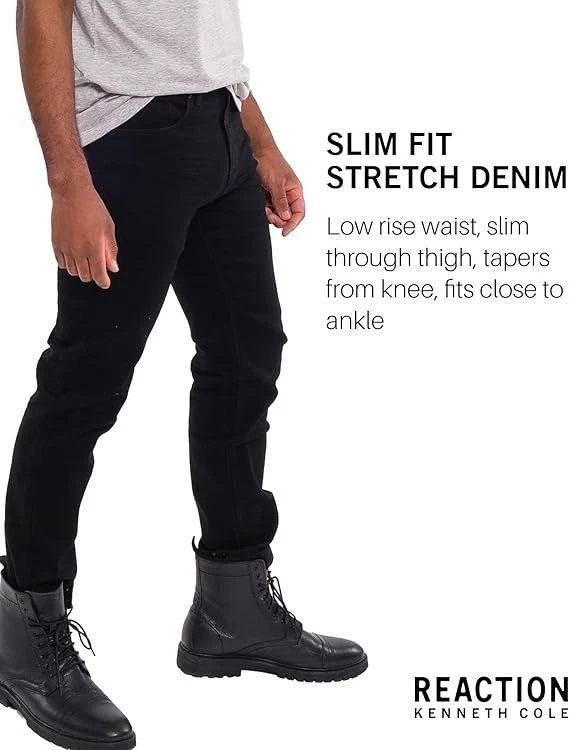 Pantalones de mezclilla Kenneth Cole REACTION ajustados para hombre, pantalones de mezclilla elásticos calce ajustado, álamo Foto 4 de 4