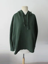FRANK & EILEEN TEE LAB darker green cotton kane capelet oversized hoodie XS