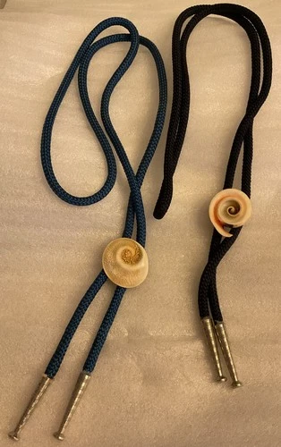 Vintage 2 Men’s Braided Neck Tie Boleros Shells Sea Shells Western Style