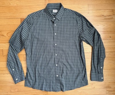 Faherty Brand Button Down Shirt Mens XL Green Plaid Supima Cotton Blend