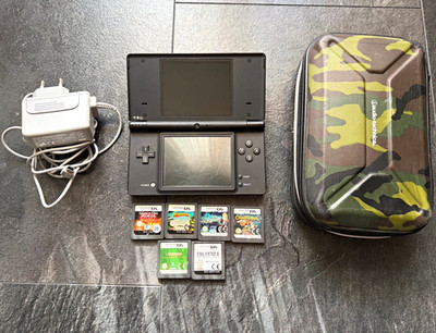 Nintendo DS Lite Konsole Schwarz PAL mit ladekabel Tasche 6 Nintendo DS Spielen