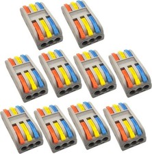 Compact Lever Wire Nuts Connectors Terminals 3 In Out Splic Color: SPL-3 10Pcs