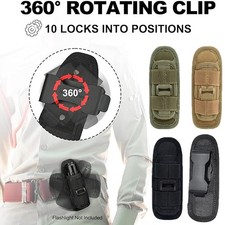 360 Rotatable Tactical Molle Flashlight Holder Holster Pouch Torch Carry Case