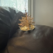 Gold 3D Christmas Tree With Gifts Ornament