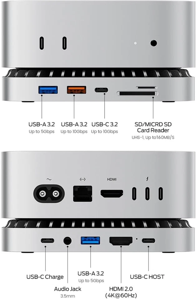 Aluminum Stand and 10-in-1 Dock for Mac Mini M4 with 4K HDMI and SSD Support - Image 4 of 4