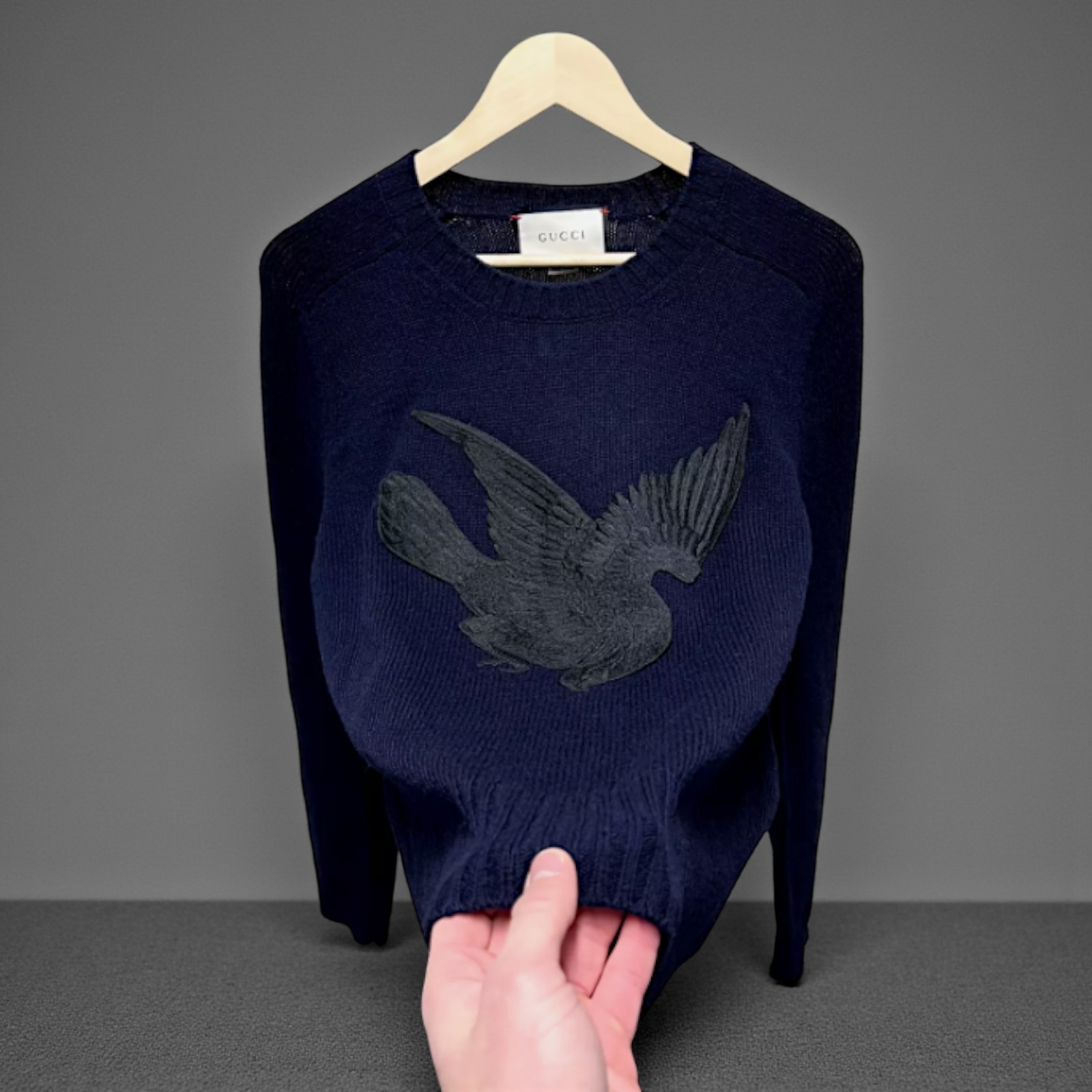 Gucci Mens Blue Wool Cashmere sweater eagle bird Patch RRP 1090$ size M image 9
