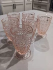6 Jeanette Pink Buttons Bows Holiday 3 7/8 Inch  Ftd Juice Tumblers