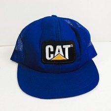 Vintage Caterpillar CAT Blue Truckers Hat Tonkin Brand Blue Mesh USA One Size