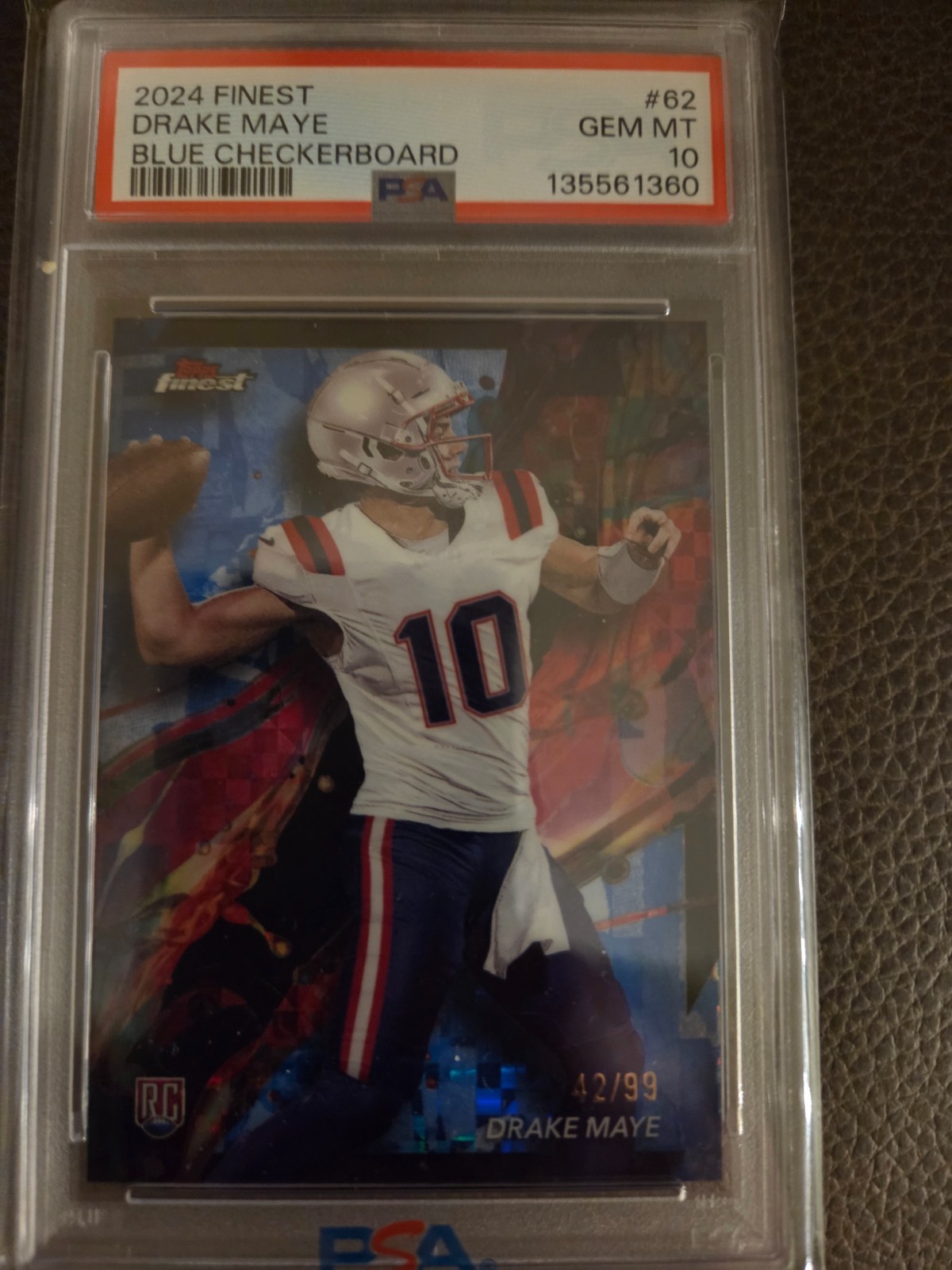 Drake Maye Topps Finest #62 Blue Checkerboard