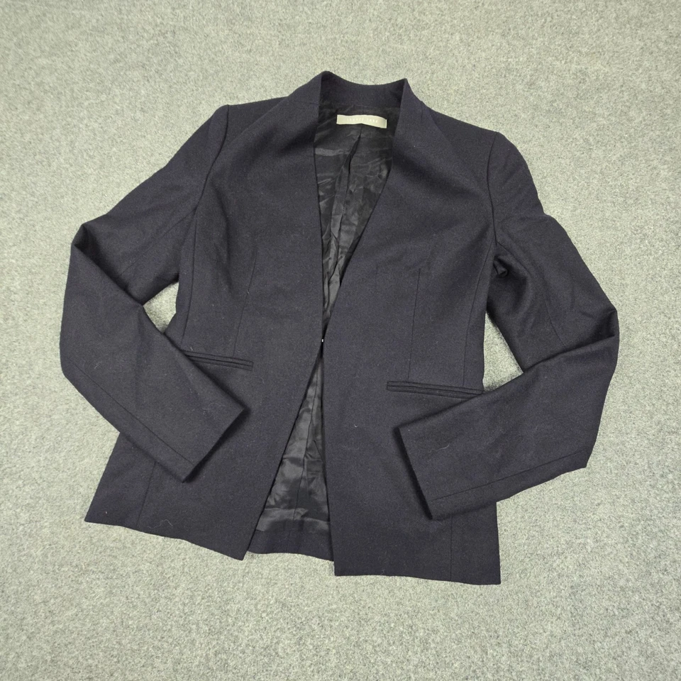 Theory Luxe Jacket Womens XSMALL Blue Long Sleeve Button Front Formal Size XS - Image 3 of 4